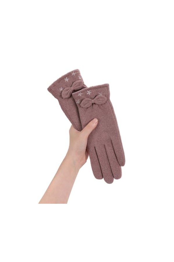 SMED Gants chauds en velours fin épais, résistants au froid, coupe-vent, extensibles, pour écran tactile, rose, taille unique