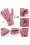 Mitaines pour femme – Gants dhiver chauds en tricot torsadé – Gants demi-doigts pour femmes et filles – Cadeau de Noël ou d