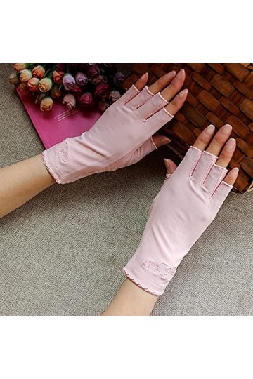 BUNCC Gants de protection solaire à demi-doigts exposés au bout des doigts des femmes élégantes de printemps et dété Courts 