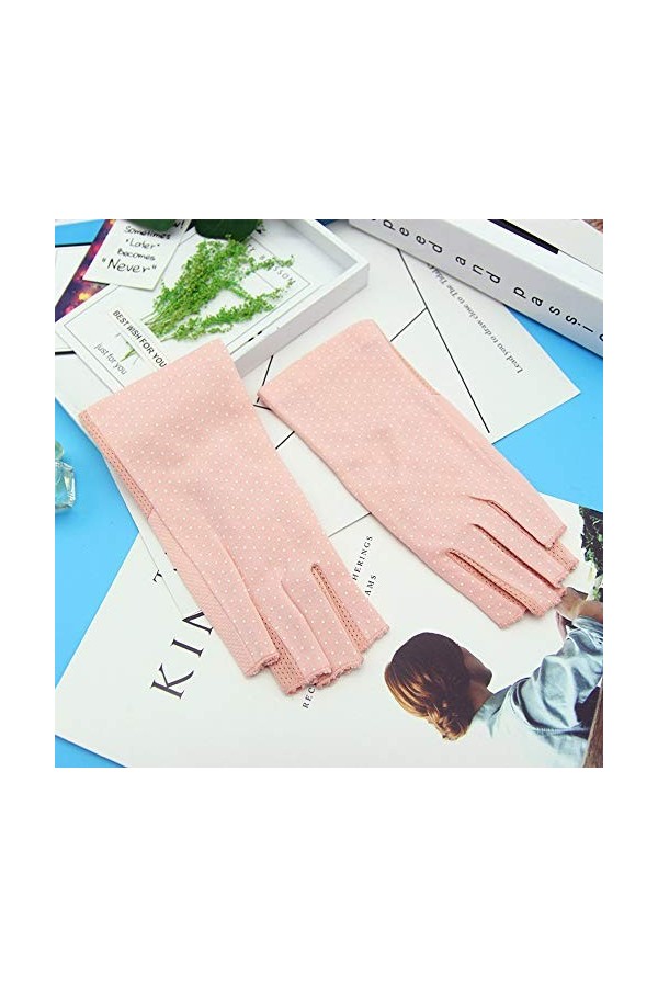 Rekaf Demi-doigt Printemps Conduire des gants de crème solaire Dames minces Court non glacée coton sans glissement à vélo san