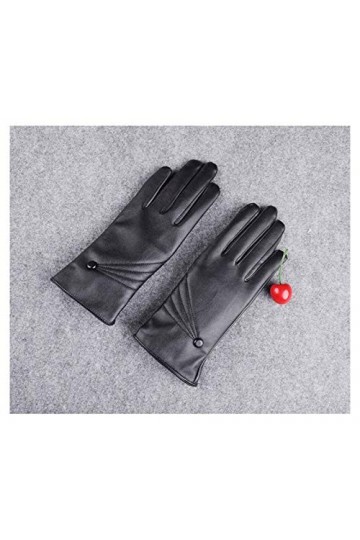 JBIVWW Gants Chauds Femmes de Luxe PU Gants décran en Cuir Conduite en Hiver Tactile Noir Mesdames Mitten Color : Black, Gl