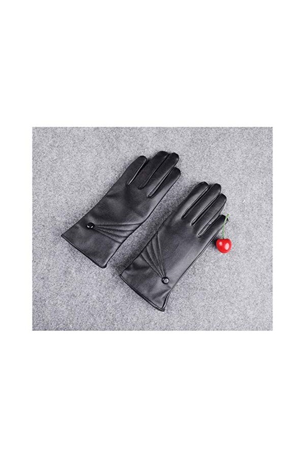 JBIVWW Gants Chauds Femmes de Luxe PU Gants décran en Cuir Conduite en Hiver Tactile Noir Mesdames Mitten Color : Black, Gl