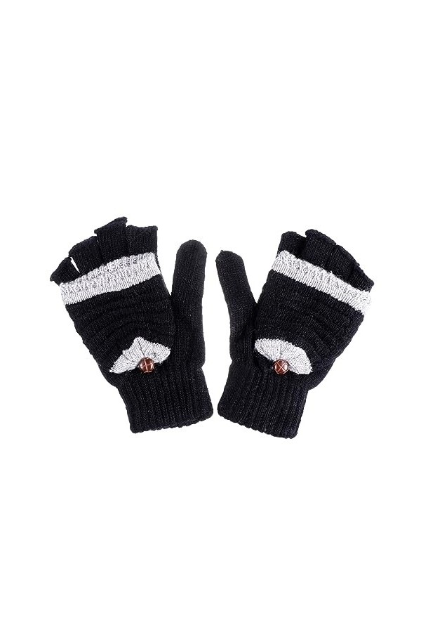 OFFSCH 1 Paire Gants Tricotés Pour Femmes Mitaine Demi-doigt Convertible Gants Tricotés à Revers Mitaines Sans Doigts Pour Fe