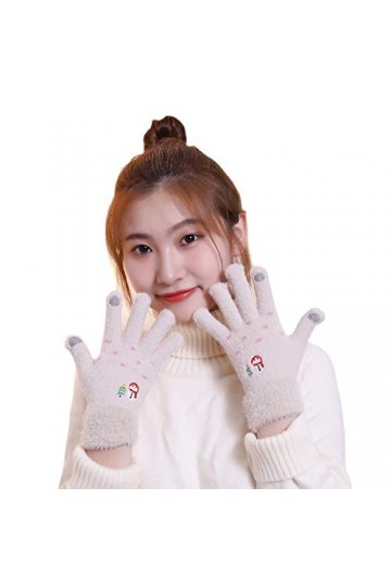 Gants DHiver Gants Tricotés Automne Et Hiver Dessin Animé Mignon Écran Tactile Voyage En Plein Air Gants De Mode Chauds Kaki