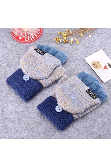 Star.Y Gants en Laine sans Doigts Femmes tricoté Flip sans Doigts exposés Doigt épais Gants Mitaines Hiver Chaud épaississeme