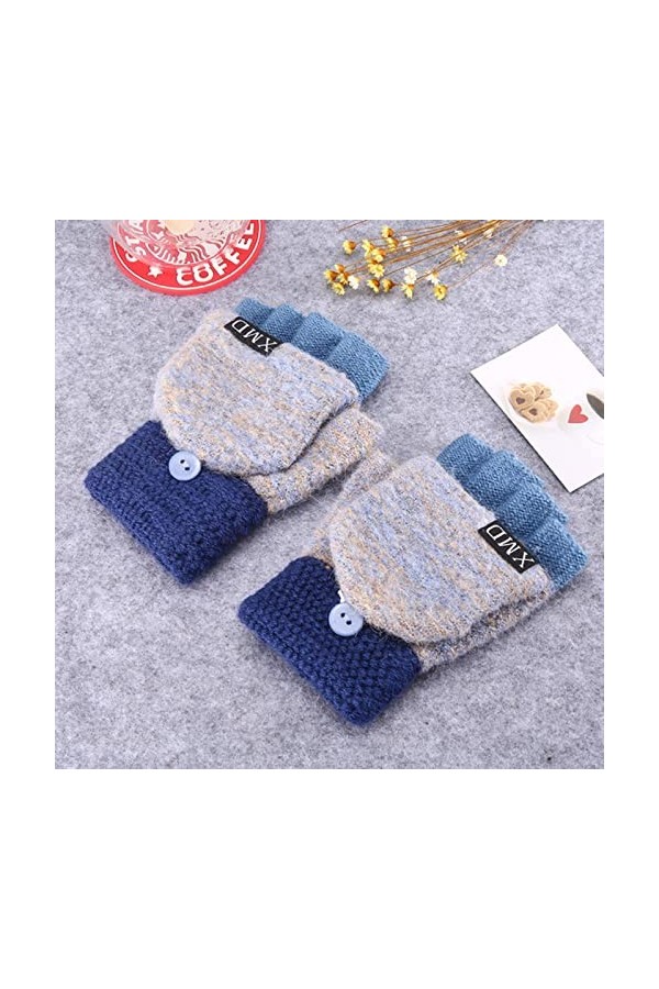 Star.Y Gants en Laine sans Doigts Femmes tricoté Flip sans Doigts exposés Doigt épais Gants Mitaines Hiver Chaud épaississeme