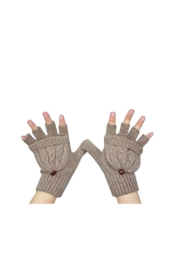 ZUMUii Butterme Femmes Mitaines Les Gants de Fille avec pli Poche arrière Main Chaude Demi-Doigt Flip Laine tricotée Mitaines