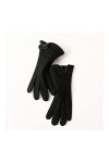 Gants dhiver pour femme - Pour écran tactile - En laine cachemire - Chaud - En cuir - Avec nœud - Moufle de conduite - En pe