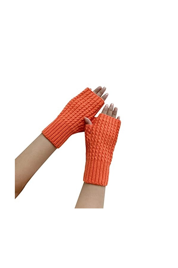 Keepwin Demi-gants en laine tricotée multicolore pour femme - Automne et hiver - Couleur unie - Pour temps froid, G, taille u