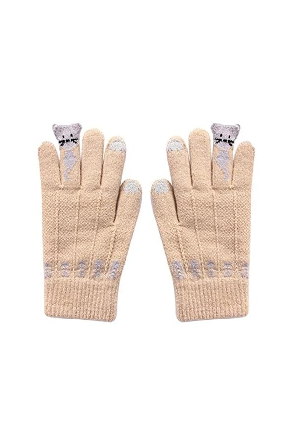 TJOIUY Gants dhiver Gants dhiver pour Femmes Mignon Dessin animé Chats écran Tactile Gants Doigt Complet tricoté Mitaines H