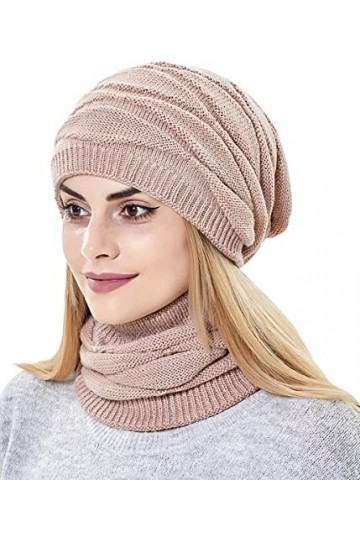 Ensemble bonnet et écharpe 2 en 1 pour femme avec doublure en polaire et bonnet de ski chaud dhiver et cache-cou pour filles