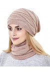 Ensemble bonnet et écharpe 2 en 1 pour femme avec doublure en polaire et bonnet de ski chaud dhiver et cache-cou pour filles