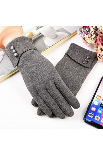 ZNQPLF Gants De Polyester en Cuir De Velours dhiver Et De Velours pour Femmes Gants Moelleux Solides Color : C 