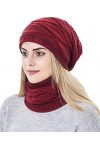 Ensemble bonnet et écharpe 2 en 1 pour femme avec doublure en polaire et bonnet de ski chaud dhiver et cache-cou pour filles