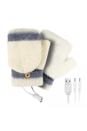 Petyoung Gants dhiver pour femme avec port USB - Blanc - M