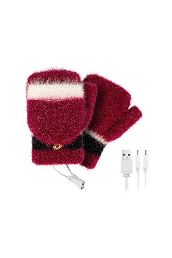 Petyoung Gants dhiver pour femme avec port USB - Blanc - M