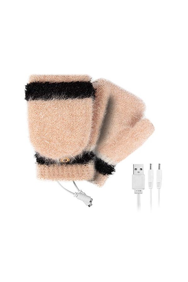 Petyoung Gants dhiver pour femme avec port USB - Blanc - M