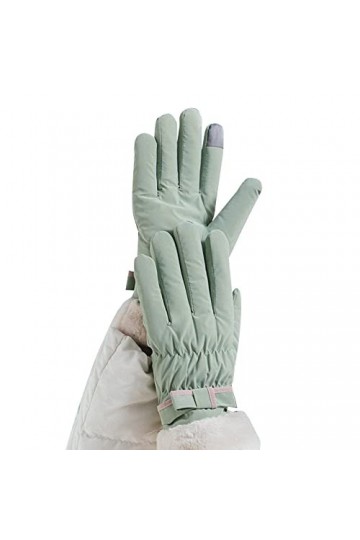 Gants dhiver épais et mignons pour femme RkH218 - Gants de cyclisme chauds et coupe-vent - Vert menthe - Taille unique