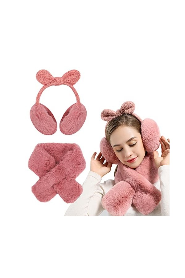 Jodsen Couvre-oreilles chauds pour femmes Couvre-oreilles dhiver pour lextérieur Peluché Cache-Oreille Pliable Hiver Cache 