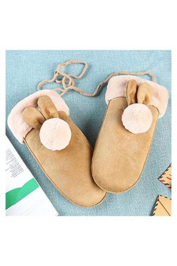 JBIVWW Gants Poilu Mignon Dessin animé for Femmes Filles Coupe Gants Doigts Pleine épaissie extérieur Mesdames Mitaines Colo