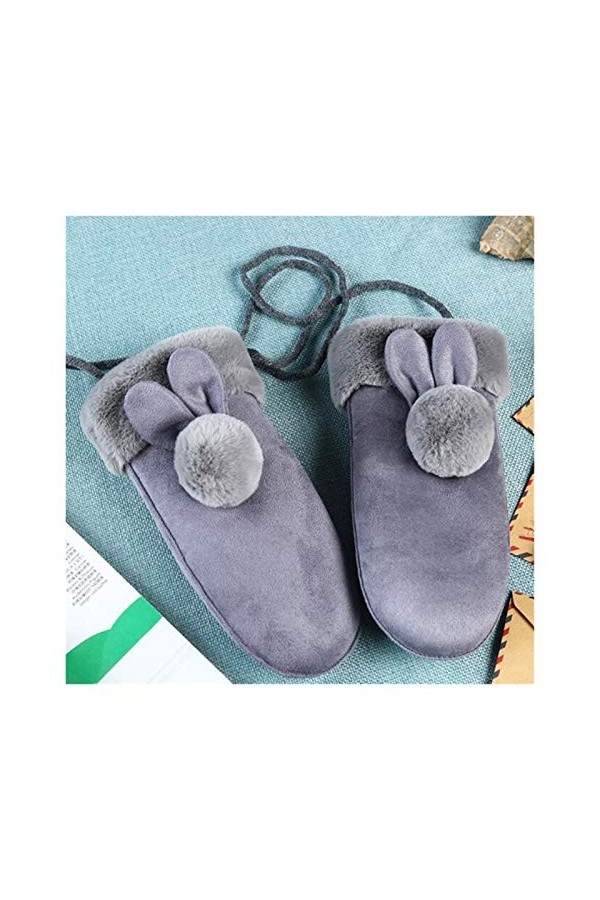 JBIVWW Gants Poilu Mignon Dessin animé for Femmes Filles Coupe Gants Doigts Pleine épaissie extérieur Mesdames Mitaines Colo