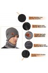 LOKEEVAN Chapeau Hiver Bonnet Écharpe Ensemble Homme ou Femme Doublure Molleton Doux Automne Chapeau Tricoté DeepGray 