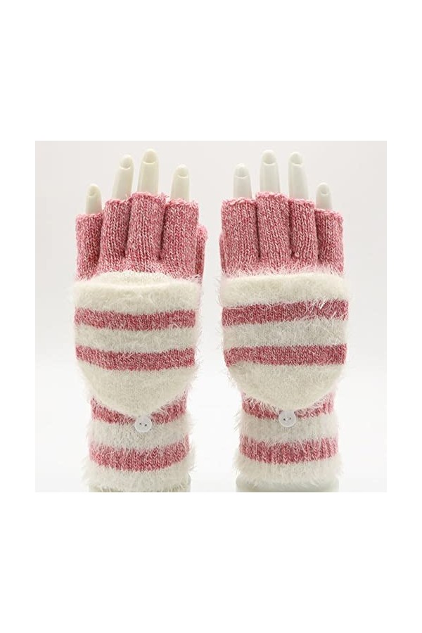 Liyinco Gants sans Doigts Mignons pour Femmes, Gants dhiver Chauds à écran Tactile en Tricot Demi-Doigts, écriture, Lecture,