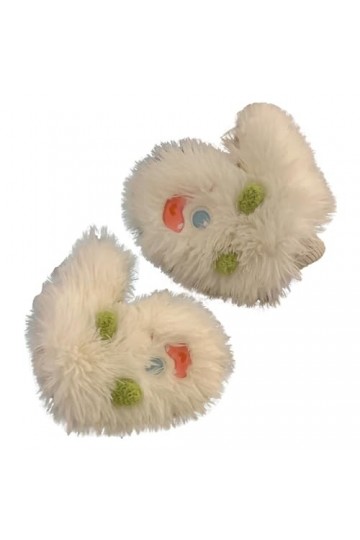 Gants dhiver épais en laine tricotée avec motif grenouille pour femme, blanc, taille unique