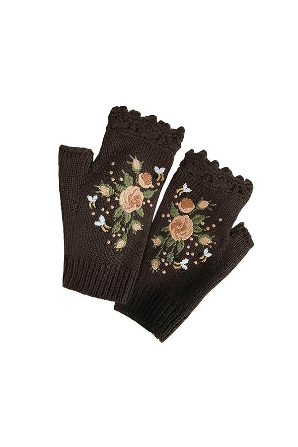 Wmm730 Gants tricotés à la main style rétro pour femme Taille unique, H, Taille Unique