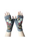 Gants tricotés pour femmes - Gris - Pour lautomne et lhiver - Style rétro - Pour temps froid