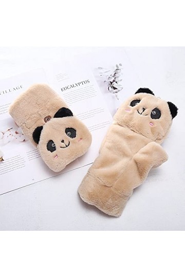Liyinco Mesdames Mignon Panda Flip Gants sans Doigts, Gants sans Doigts Chauds Dextérieur en Peluche dhiver, Gants Tricotés