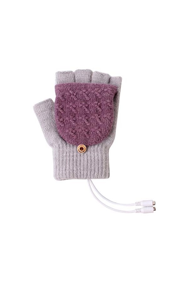 LUOXUEFEI Gants Tricot Femmes Fille USB Cinq Gants Gants Hiver Garder Au Chaud Mitaines Gants Patchwork&nbsp;&nbsp;&nbsp;Gants