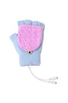 LUOXUEFEI Gants Tricot Femmes Fille USB Cinq Gants Gants Hiver Garder Au Chaud Mitaines Gants Patchwork&nbsp;&nbsp;&nbsp;Gants
