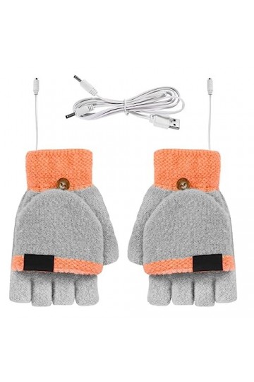 Gants chauffants USB unisexe, gants dhiver chauds pour ordinateur portable, mitaines tricotées lavables pour femme, homme, c