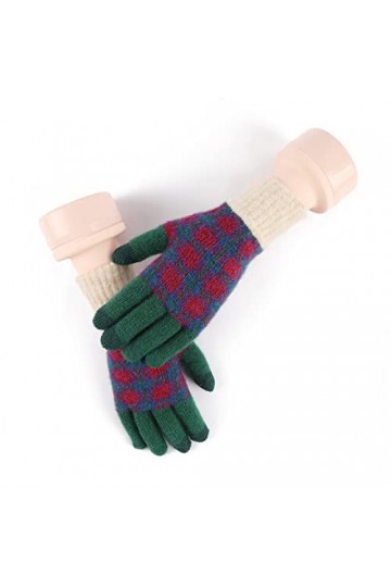 Femme Gants Gants DHiver Tricotés Plus Velours Épaississement Cyclisme Écran Tactile Gants Chauds Verts