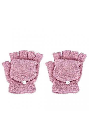 SYT-MD Gants, Mode Hiver Chaud Filles Femmes Femmes Solides Poignet Brouillard Gants sans Doigts Gants de moufle Color : Pin
