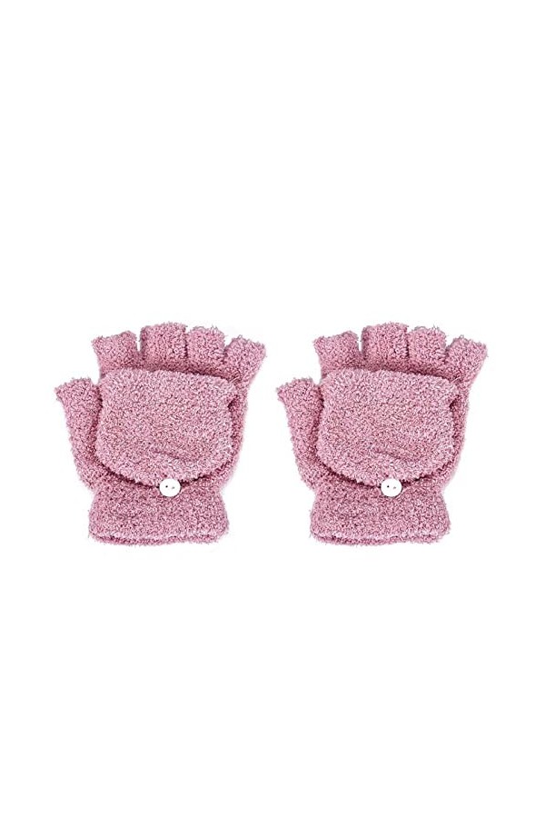 SYT-MD Gants, Mode Hiver Chaud Filles Femmes Femmes Solides Poignet Brouillard Gants sans Doigts Gants de moufle Color : Pin