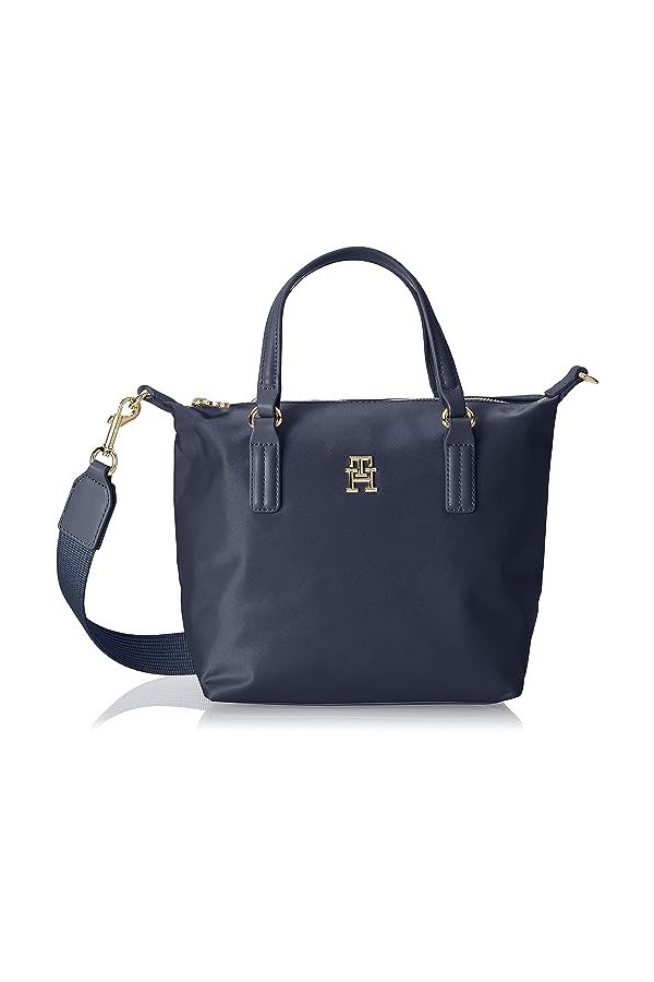 Tommy Hilfiger Sac Bandoulière Femme Poppy Small Tote Moyen Modèle, Bleu Space Blue , Taille Unique
