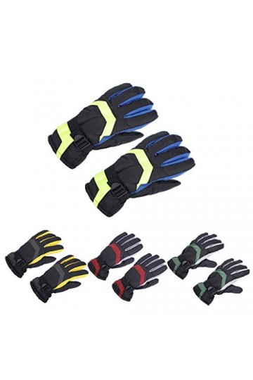 PHILSP Moufles De Ski Hommes Hiver Gants De Snowboard Imperméables Couleur Contraste Doublé en Peluche Moufles Chaudes Jaune