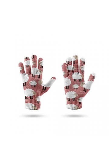 LIUZIXI Gants À Écran Tactile - Automne Hiver Tricoté Chaud Épais Moutons Mignons Motif Moufles Coupe-Vent - Gants Extensible