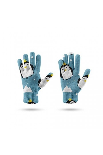 LIUZIXI Gants À Écran Tactile - Automne Hiver Tricoté Chaud Épais Dessin Animé Pingouin Moufles Coupe-Vent - Unisexe en Plein