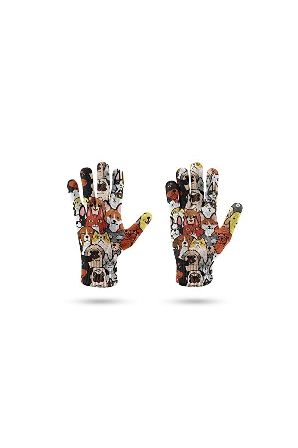 LIUZIXI Gants pour Écran Tactile - Hiver Tricoté Chaud Mignon Animaux De Bande Dessinée Imprimés Moufles Coupe-Vent - Unisexe