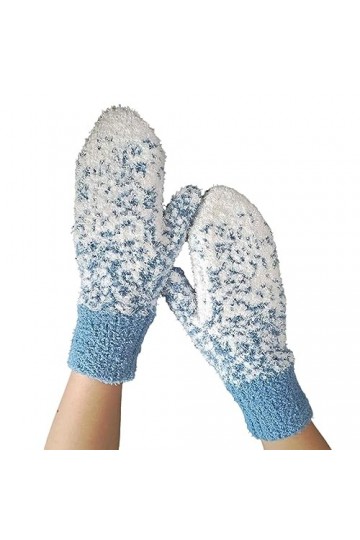 Dhg539 Gants tricotés à la main en tricot rétro pour femme, bleu, taille unique