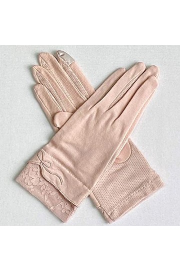 2 paires de gants de protection solaire courts pour femmes dété, matériau pur coton, particules antidérapantes à la paume, g