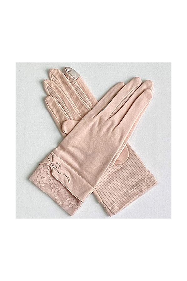 2 paires de gants de protection solaire courts pour femmes dété, matériau pur coton, particules antidérapantes à la paume, g