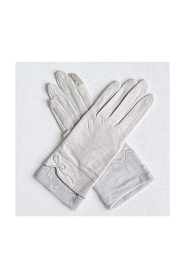 2 paires de gants de protection solaire courts pour femmes dété, matériau pur coton, particules antidérapantes à la paume, g