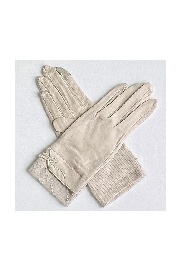 2 paires de gants de protection solaire courts pour femmes dété, matériau pur coton, particules antidérapantes à la paume, g