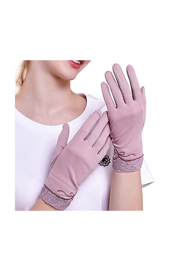 2 paires de gants de protection solaire courts pour femmes dété, matériau pur coton, particules antidérapantes à la paume, g