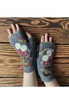 Gants chauffants rétro tricotés à la main pour femme - Pour lautomne et lhiver - Gris, gris, taille unique
