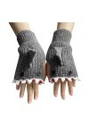Gants tricotés à la main pour femme - Gris - Taille unique
